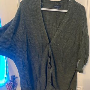 army green 3 1/4 length cardigan